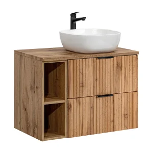 Meuble simple vasque 80cm 2 niches Adriel Bois