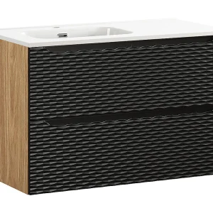 Elora enkele wastafel inzet links 90cm Zwart hout