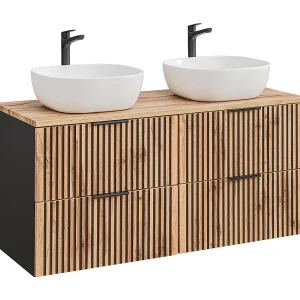 Gaia Wood en Zwart 120cm dubbele wastafel Gaia Wood en Zwart 120cm dubbele wastafel