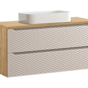 Elora Beige en hout enkele wastafel 120cm 2 lades Elora Beige en hout enkele wastafel 120cm 2 lades
