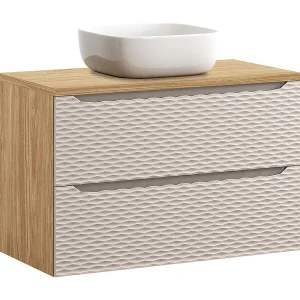 Elora enkele wastafel 90cm Beige hout