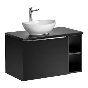 Meuble simple vasque 80cm 2 niches Éros Noir