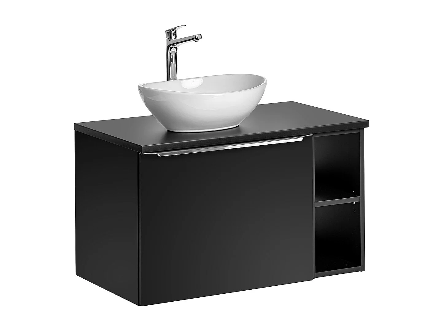 Meuble simple vasque 80cm 2 niches Éros Noir
