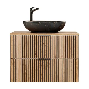 Enkele wastafel 80cm Gaia Wood en Zwart – Zwarte wastafel Enkele wastafel 80cm Gaia Wood en Zwart – Zwarte wastafel