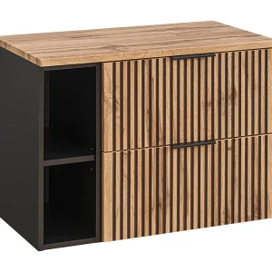 Gaia Wood en Zwart badmeubel 80cm 2 nissen Gaia Wood en Zwart badmeubel 80cm 2 nissen