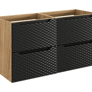 Elora zwart en houten badmeubel 120cm 4 laden