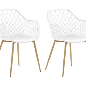 Set van 2 eetkamerstoelen NASHUA Wit Set van 2 eetkamerstoelen NASHUA Wit