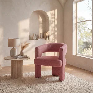 Fauteuil in terracotta textuurstof FONTANOVA Fauteuil in terracotta textuurstof FONTANOVA