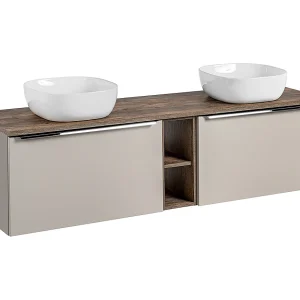 Dubbele wastafel 180cm 2 nissen Eros Taupe Dubbele wastafel 180cm 2 nissen Eros Taupe