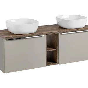 Dubbele wastafel 140cm 2 nissen Éros Taupe Dubbele wastafel 140cm 2 nissen Éros Taupe