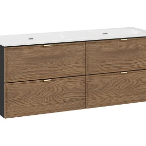 Elena 120cm dubbele wastafel Hout en zwart Elena 120cm dubbele wastafel Hout en zwart