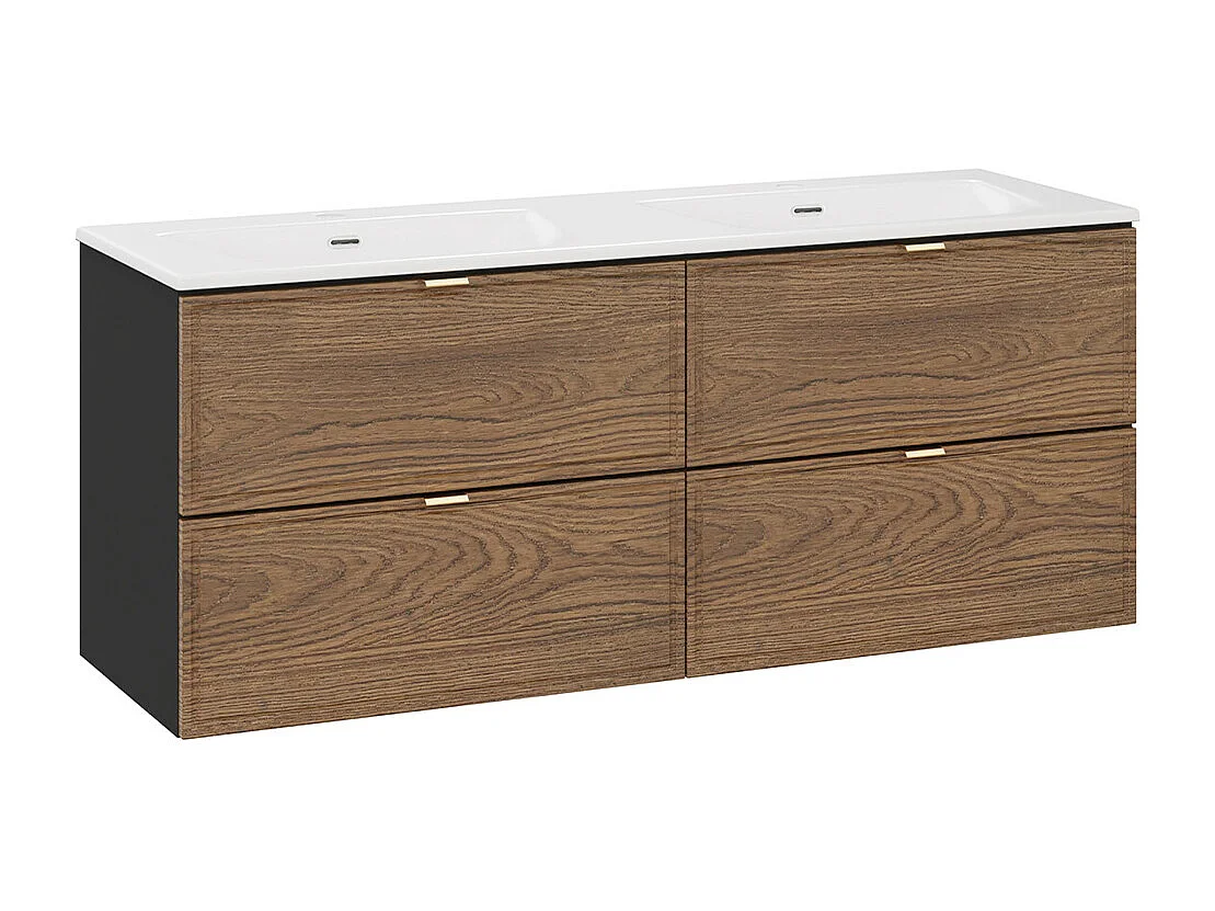 Elena 120cm dubbele wastafel Hout en zwart