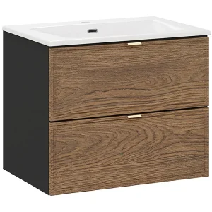 Elena enkele wastafel 60cm Hout en zwart Elena enkele wastafel 60cm Hout en zwart