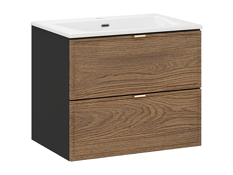 Elena enkele wastafel 60cm Hout en zwart