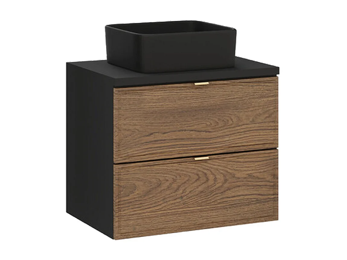 Elena 60cm enkele wastafel Hout en zwart