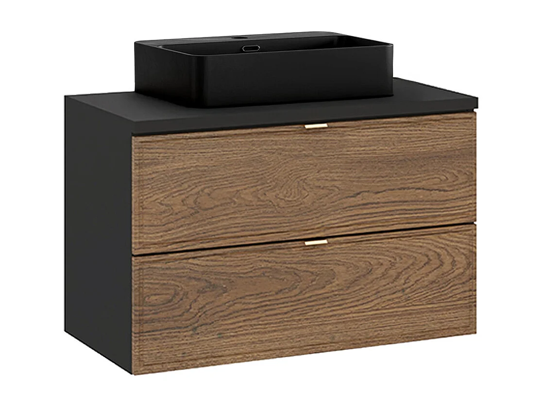 Elena 80cm enkele wastafel Hout en zwart