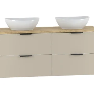 Dubbele wastafel 120cm Astrid Cashmere en hout