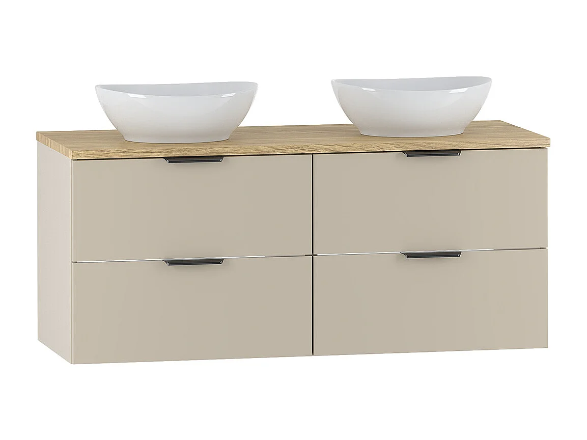 Dubbele wastafel 120cm Astrid Cashmere en hout