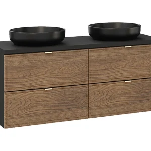 Elena 120cm dubbele wastafel Hout en zwart Elena 120cm dubbele wastafel Hout en zwart