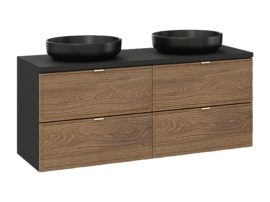 Elena 120cm dubbele wastafel Hout en zwart