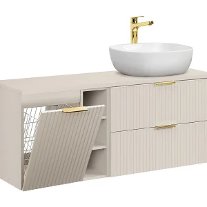 Enkele wastafel 140cm 3 nissen wasmand Adriel Cachemire Enkele wastafel 140cm 3 nissen wasmand Adriel Cachemire