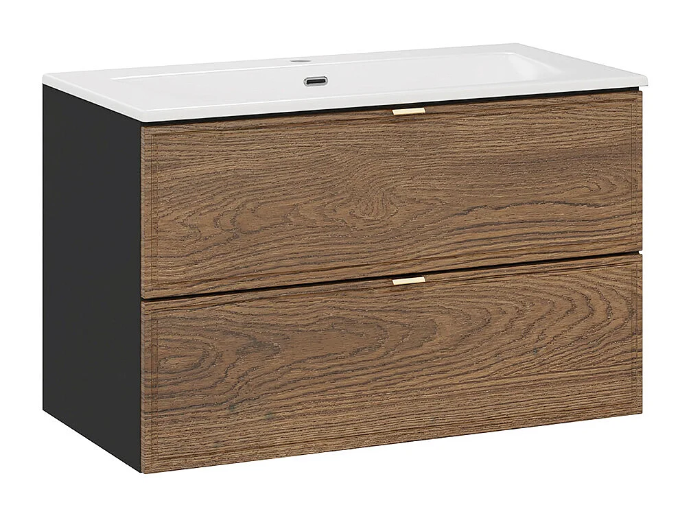 Elena 80cm enkele wastafel Hout en zwart