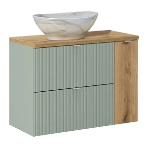 Enkele wastafel 80cm Jade Groen en Hout Enkele wastafel 80cm Jade Groen en Hout