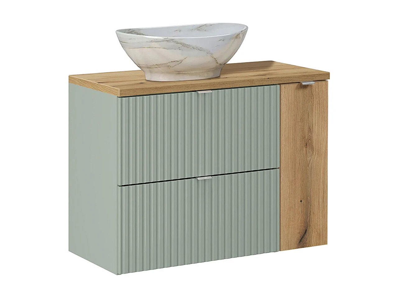 Enkele wastafel 80cm Jade Groen en Hout
