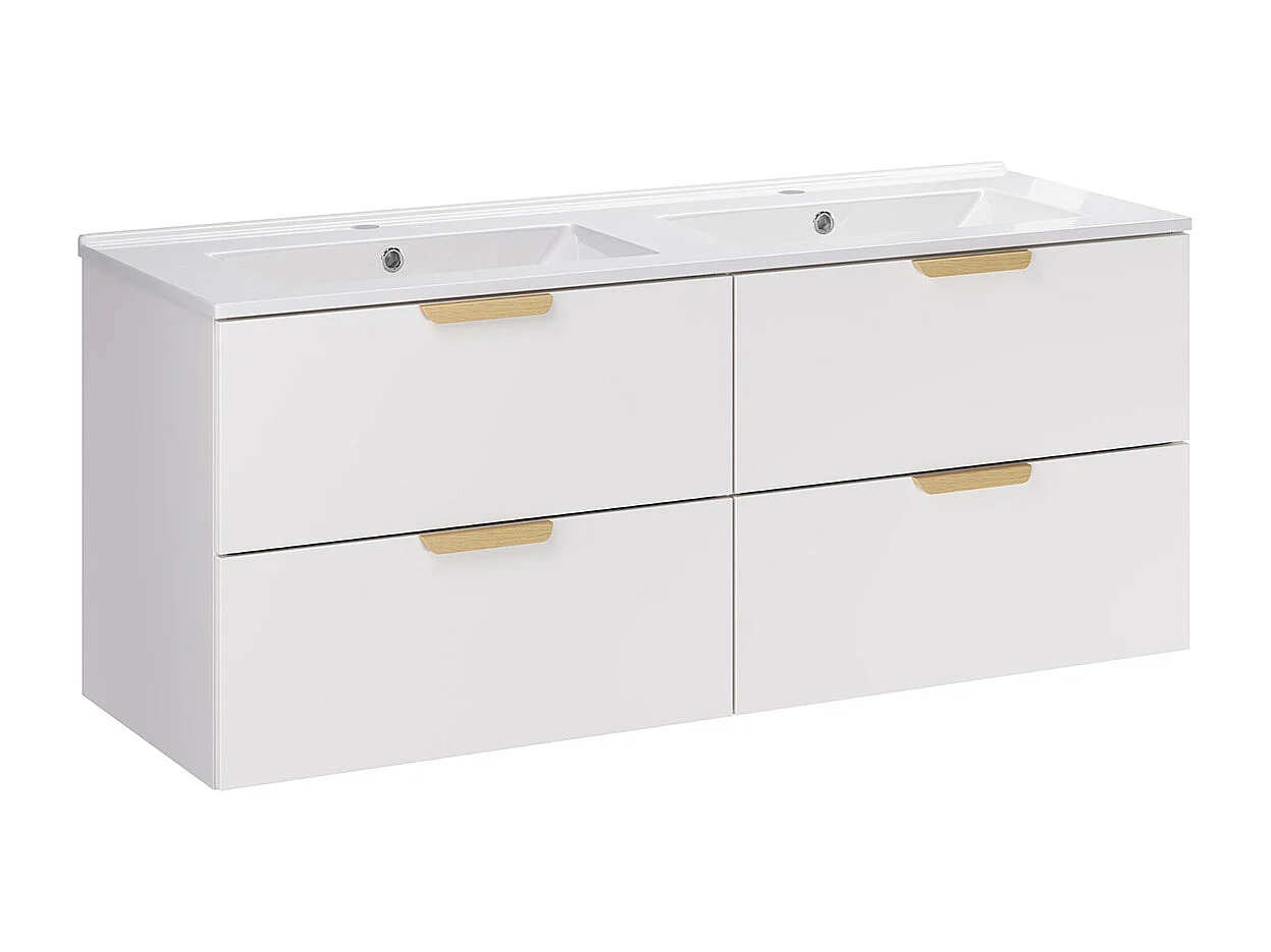 Dubbele wastafel Oria 120cm mat wit