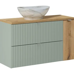 Enkele wastafel 100cm Jade Groen en Hout Enkele wastafel 100cm Jade Groen en Hout
