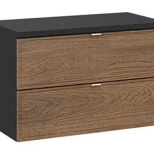 Elena 80cm badmeubel Hout en zwart Elena 80cm badmeubel Hout en zwart