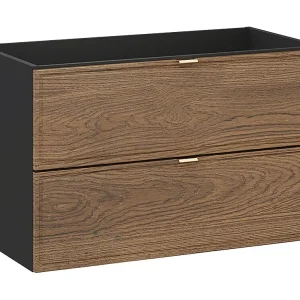 Elena 80cm wastafelonderbouw Hout en zwart Elena 80cm wastafelonderbouw Hout en zwart