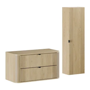 Ensemble meuble badmeubel 100cm en kolom Mila Hout Ensemble meuble badmeubel 100cm en kolom Mila Hout