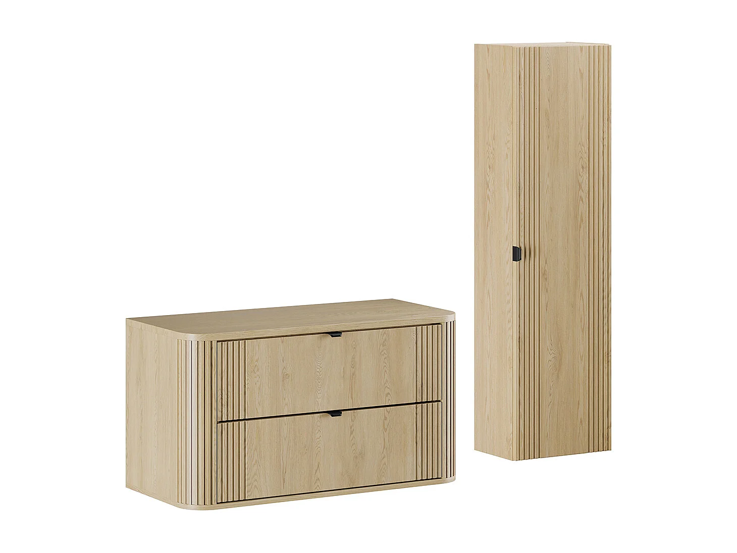 Ensemble meuble badmeubel 100cm en kolom Mila Hout