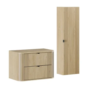 Ensemble meuble badmeubel 80cm en kolom Mila Hout Ensemble meuble badmeubel 80cm en kolom Mila Hout