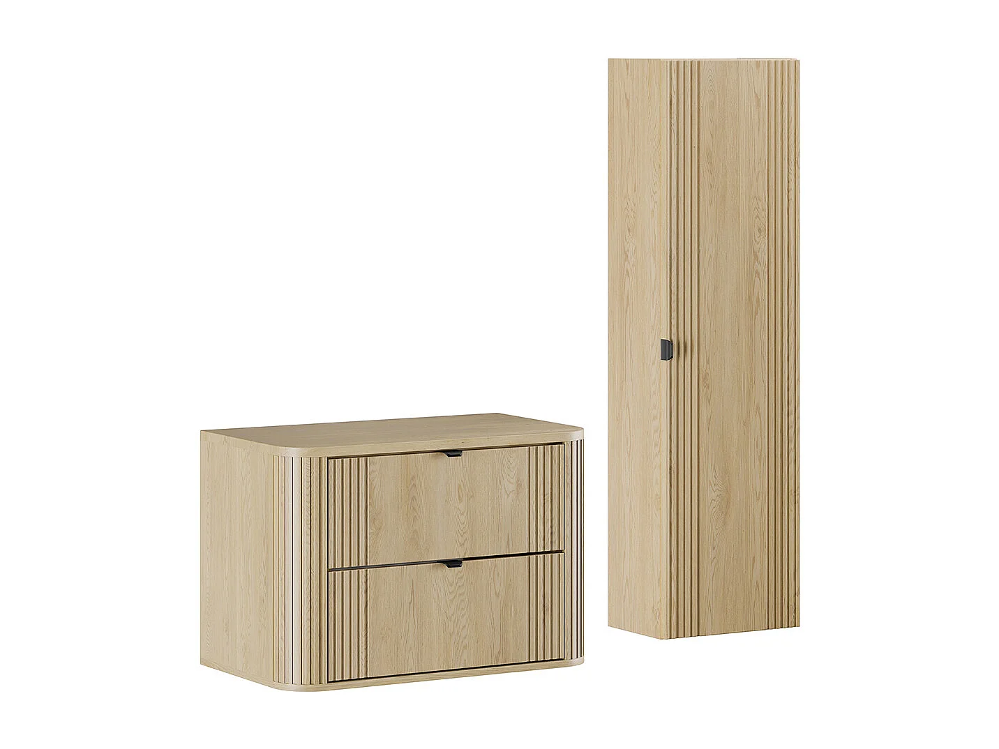 Ensemble meuble badmeubel 80cm en kolom Mila Hout