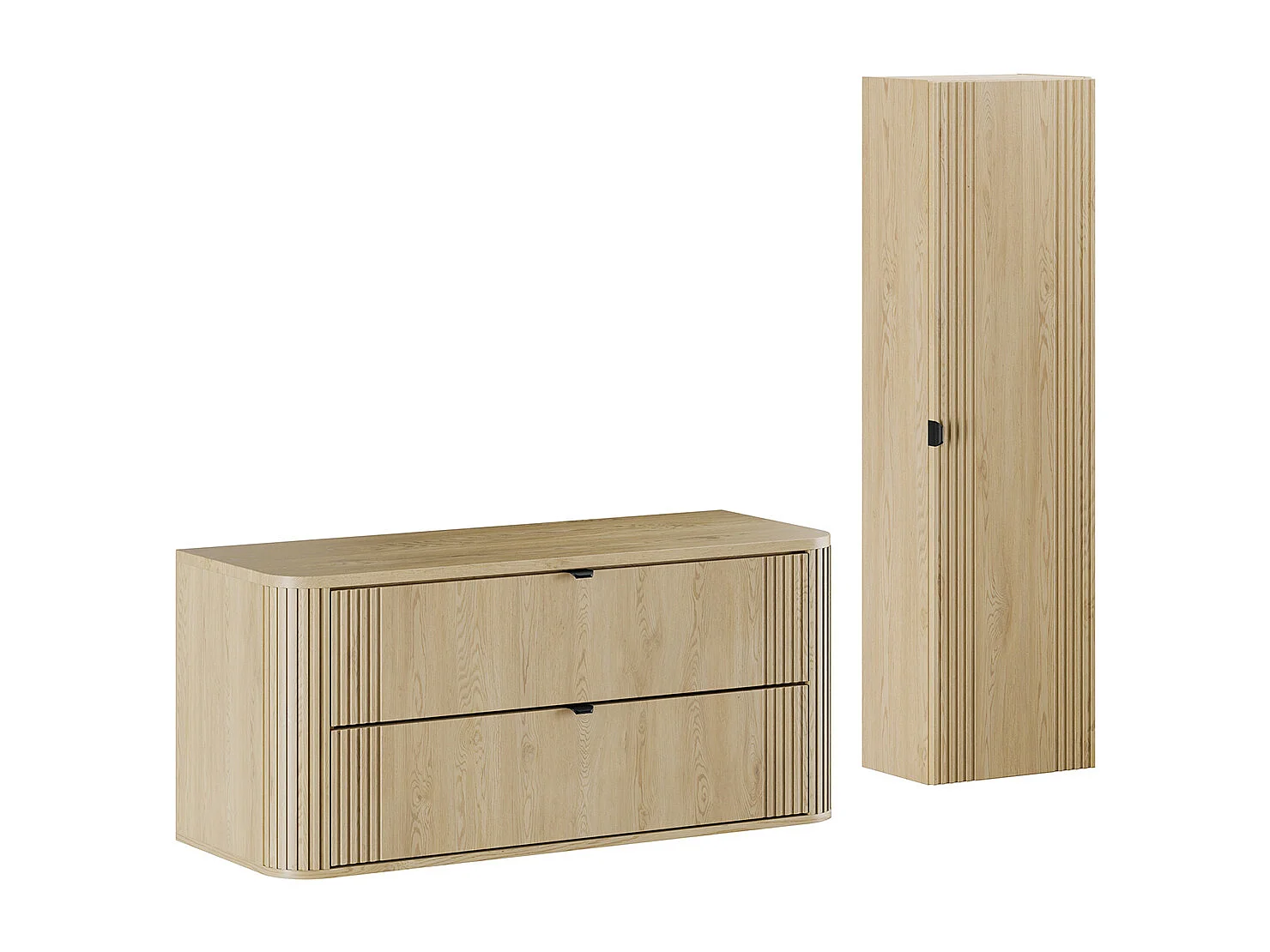 Ensemble meuble badmeubel 120cm en kolom Mila Hout