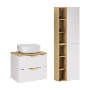 Ensemble 60cm enkele wastafel en colonne Oria Matwit Ensemble 60cm enkele wastafel en colonne Oria Matwit