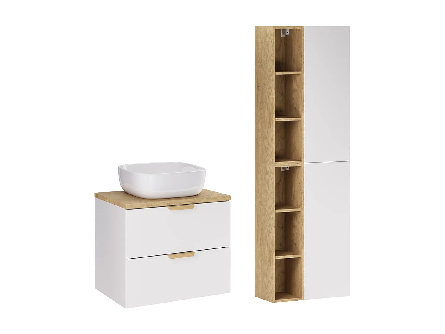 Ensemble 60cm enkele wastafel en colonne Oria Matwit