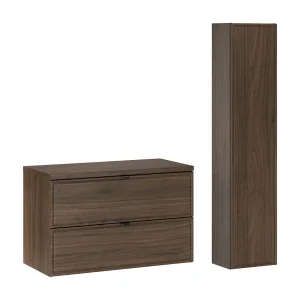 Elias donker hout 80cm badmeubel en kolommenset Elias donker hout 80cm badmeubel en kolommenset