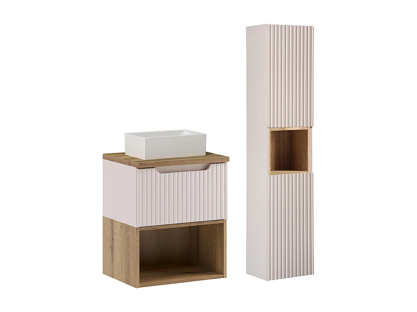 Ensemble meuble simple vasque 50cm en colonne Riva Cachemire Hout