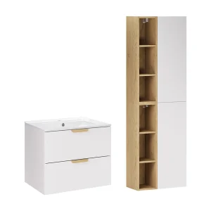 Ensemble 60cm enkele wastafel ingebouwd en colonne Oria Matwit Ensemble 60cm enkele wastafel ingebouwd en colonne Oria Matwit