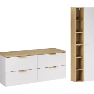 Ensemble meuble sous-vasque 120cm et colonne Oria Blanc mat Ensemble meuble sous-vasque 120cm et colonne Oria Blanc mat