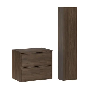 Elias donker hout 60cm wastafel en kolom set Elias donker hout 60cm wastafel en kolom set