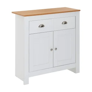 dressoir met 2 lades 79x81x34,5 cm ladekast wit / eiken dressoir met 2 lades 79x81x34,5 cm ladekast wit / eiken