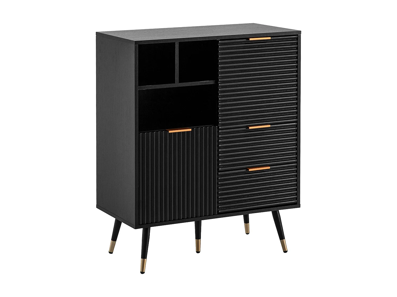 dressoir 77x97x40 cm dressoir zwart met eiken decor,