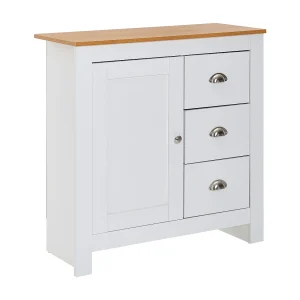 dressoir met 3 lades 79x81x35 cm ladekast wit / eiken dressoir met 3 lades 79x81x35 cm ladekast wit / eiken