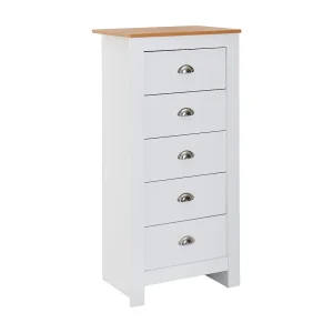 dressoir met 5 lades 53x114x39 cm ladekast wit / eiken dressoir met 5 lades 53x114x39 cm ladekast wit / eiken