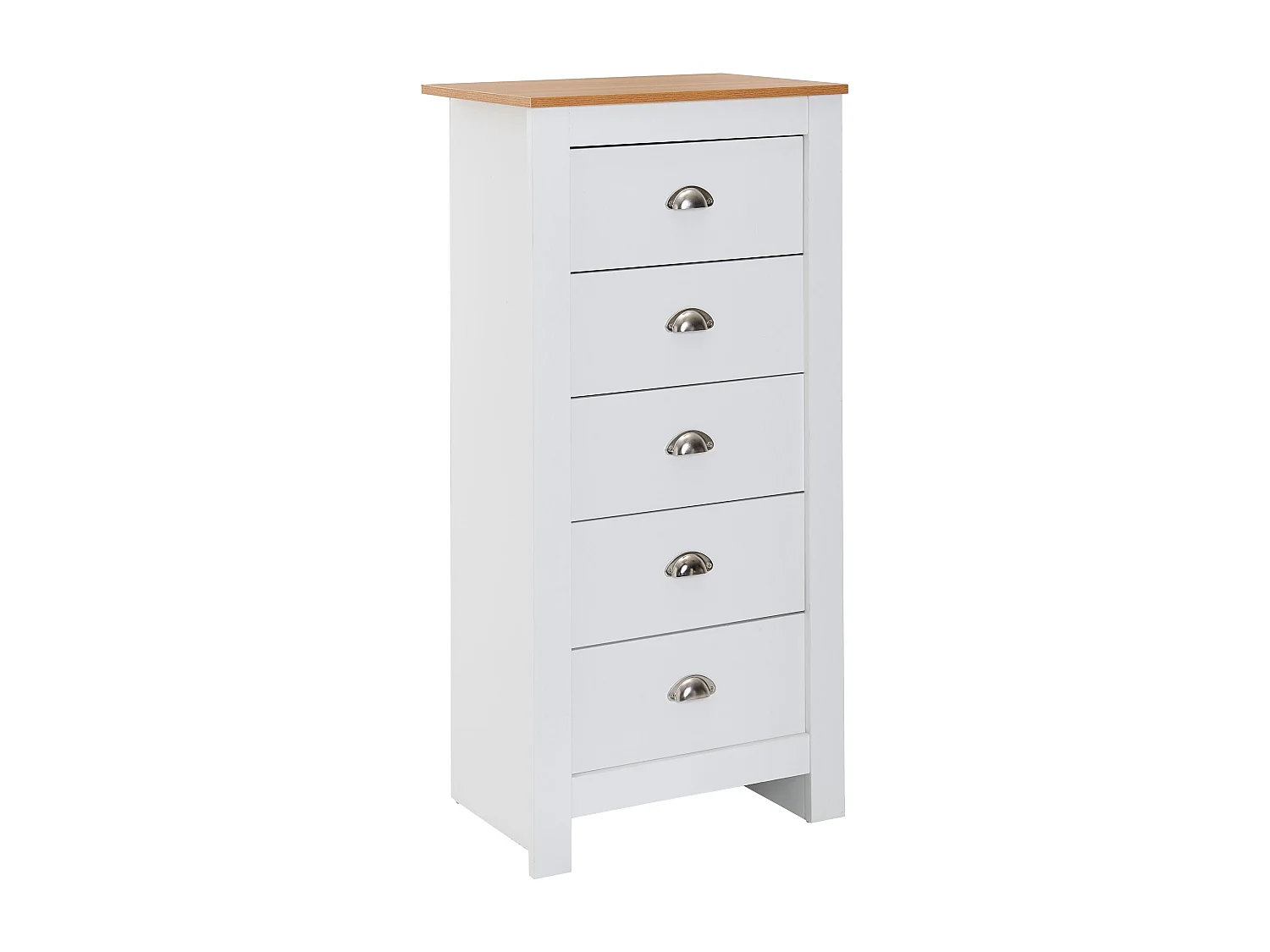dressoir met 5 lades 53x114x39 cm ladekast wit / eiken