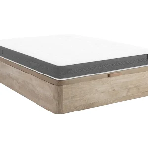 Set 160 x 200 cm Queen size bedbodem met opbergruimte naturel licht + pocketvering matras – ENOROS van YSMÉE